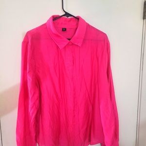 Shein Hot Pink Button Down Blouse